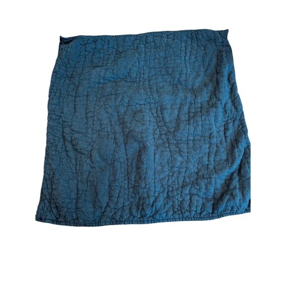 2 POTTERY BARN PILLOW COVER SHAMS Quilted 26 X 26 Linen Cotton Blend Blue - Picture 3 of 9